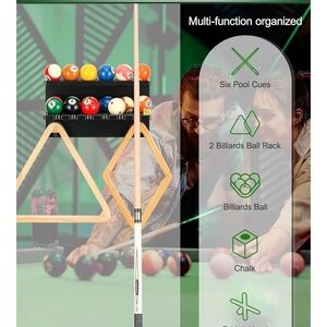 Multi-Function Billiards Set with Cue and Ball Rack